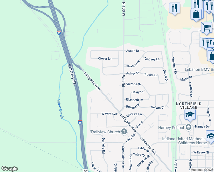 map of restaurants, bars, coffee shops, grocery stores, and more near 1935 Lafayette Avenue in Lebanon