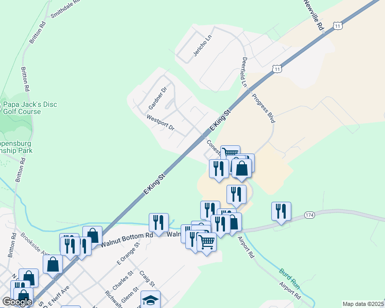 map of restaurants, bars, coffee shops, grocery stores, and more near 970 Ritner Highway in Shippensburg