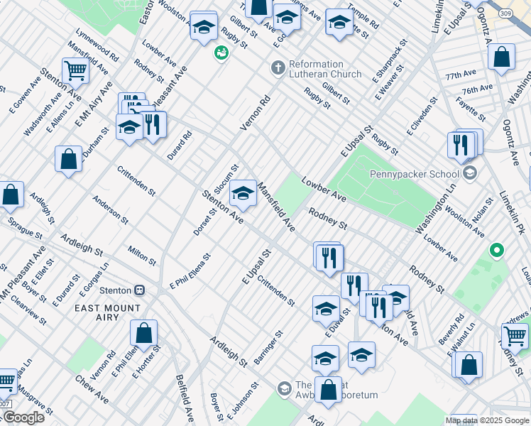 map of restaurants, bars, coffee shops, grocery stores, and more near 920 East Hortter Street in Philadelphia