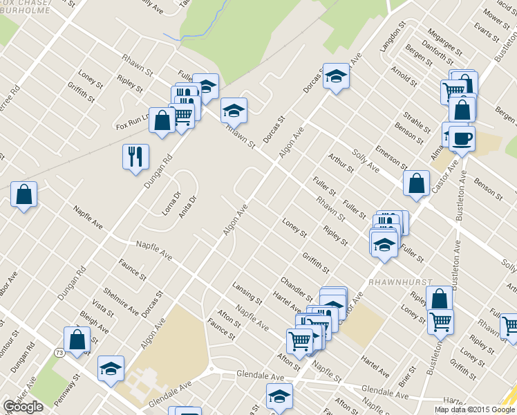 map of restaurants, bars, coffee shops, grocery stores, and more near 1610 Loney Street in Philadelphia