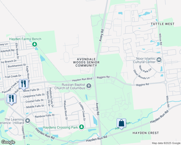 map of restaurants, bars, coffee shops, grocery stores, and more near 6304 Delta Loop in Dublin