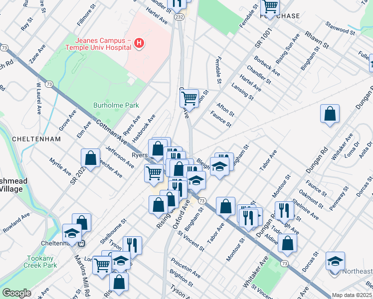 map of restaurants, bars, coffee shops, grocery stores, and more near 830 Bleigh Avenue in Philadelphia