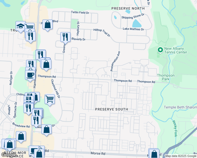 map of restaurants, bars, coffee shops, grocery stores, and more near 6243 Norway Glen Avenue in Columbus