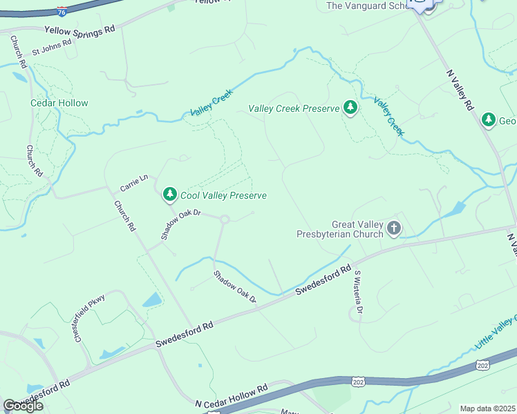 map of restaurants, bars, coffee shops, grocery stores, and more near 10 Windswept Drive in Malvern