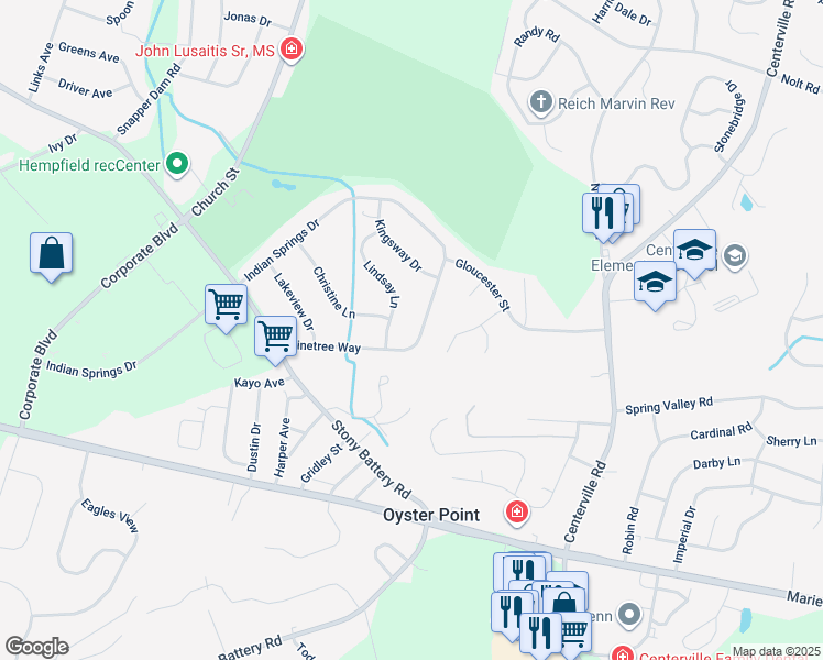 map of restaurants, bars, coffee shops, grocery stores, and more near 942 Pinetree Way in Lancaster