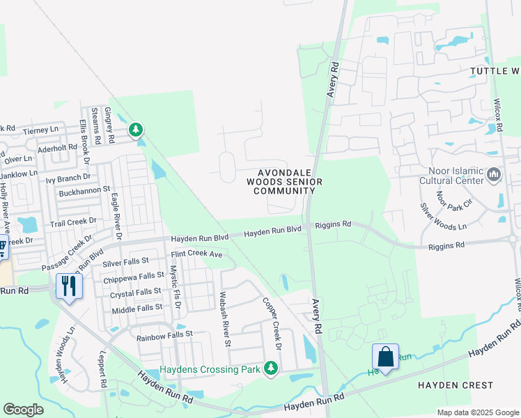 map of restaurants, bars, coffee shops, grocery stores, and more near 6414 Delta Loop in Dublin