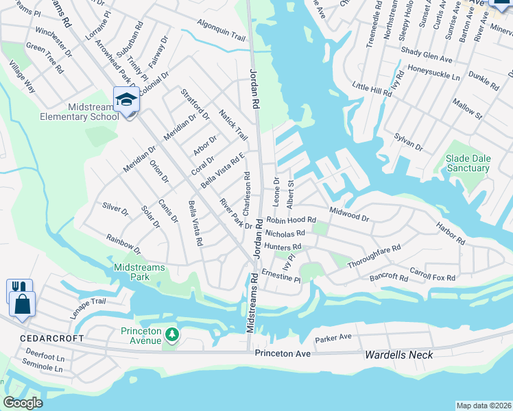 map of restaurants, bars, coffee shops, grocery stores, and more near 87 Charleson Road in Brick Township