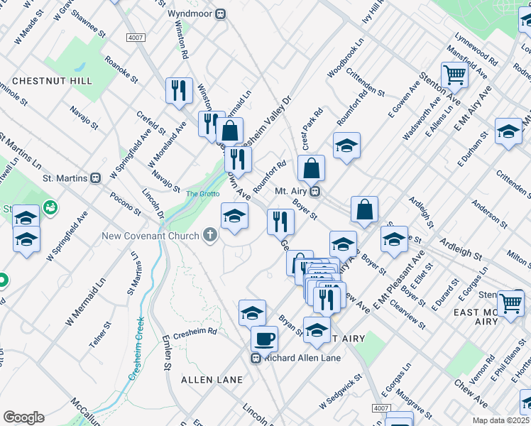 map of restaurants, bars, coffee shops, grocery stores, and more near 2 McPherson Street in Philadelphia