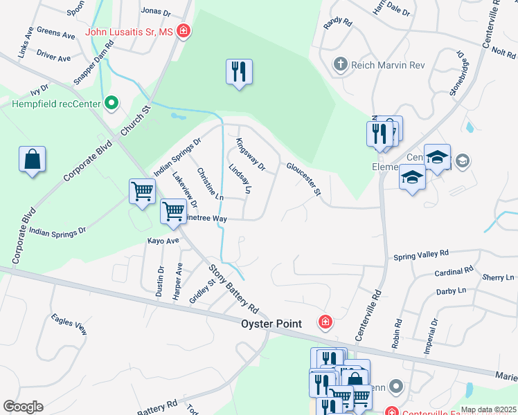 map of restaurants, bars, coffee shops, grocery stores, and more near 942 Pinetree Way in Lancaster