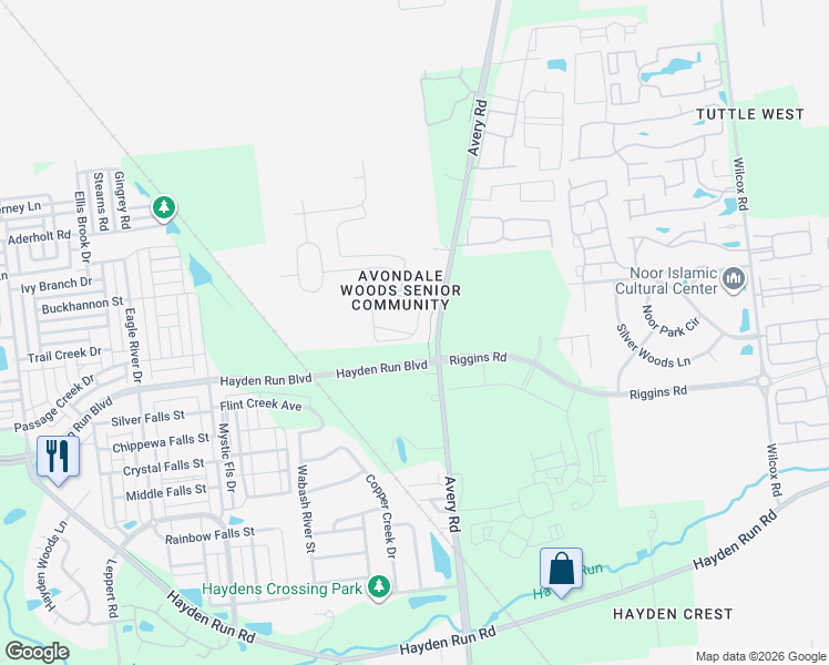 map of restaurants, bars, coffee shops, grocery stores, and more near 6384 Delta Loop in Dublin