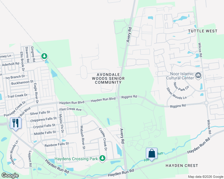 map of restaurants, bars, coffee shops, grocery stores, and more near 6386 Delta Loop in Dublin