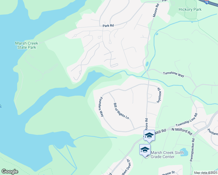map of restaurants, bars, coffee shops, grocery stores, and more near 59 Founders Way in Downingtown