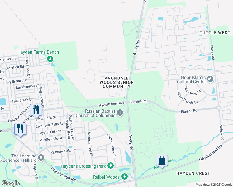 map of restaurants, bars, coffee shops, grocery stores, and more near 6364 Delta Loop in Dublin
