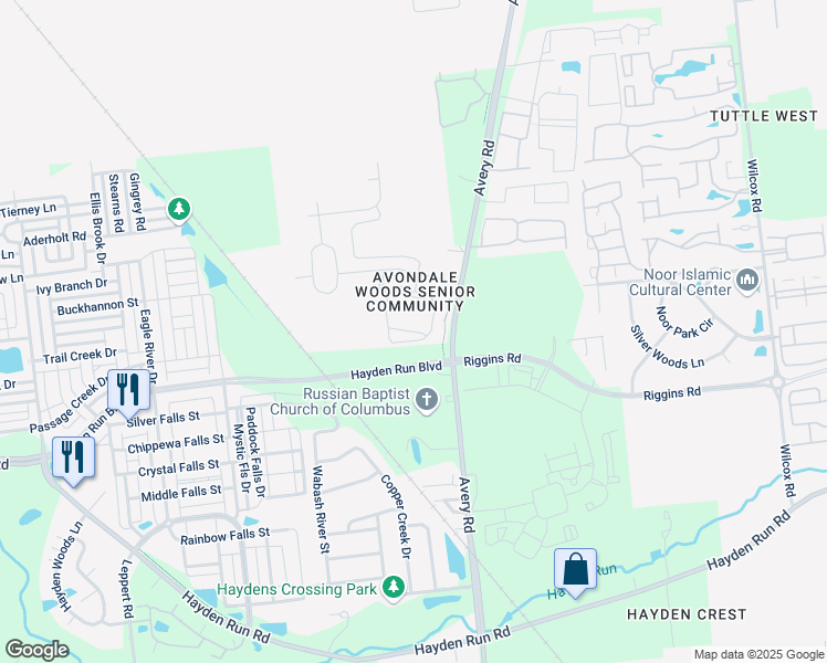 map of restaurants, bars, coffee shops, grocery stores, and more near 6362 Delta Loop in Dublin