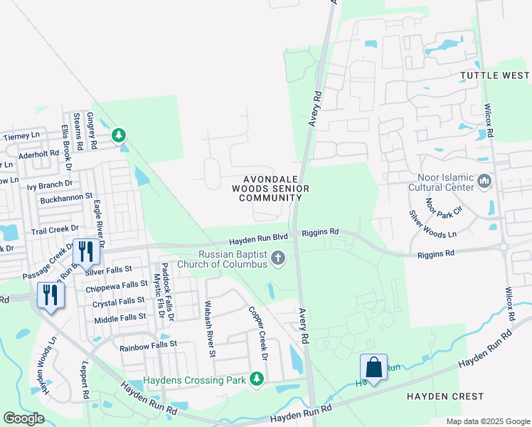 map of restaurants, bars, coffee shops, grocery stores, and more near 6354 Delta Loop in Dublin
