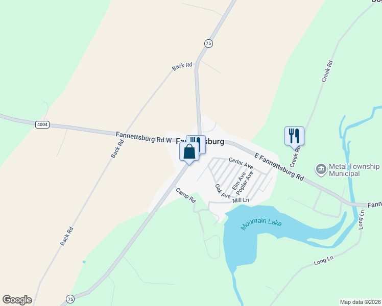 map of restaurants, bars, coffee shops, grocery stores, and more near 18188 State Route 4004 in Fannettsburg