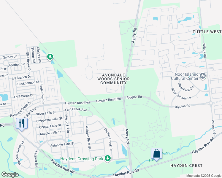 map of restaurants, bars, coffee shops, grocery stores, and more near 6352 Delta Loop in Dublin