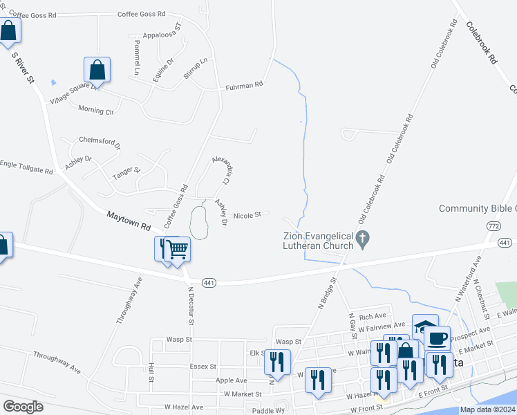 map of restaurants, bars, coffee shops, grocery stores, and more near 152 Nicole Street in Marietta