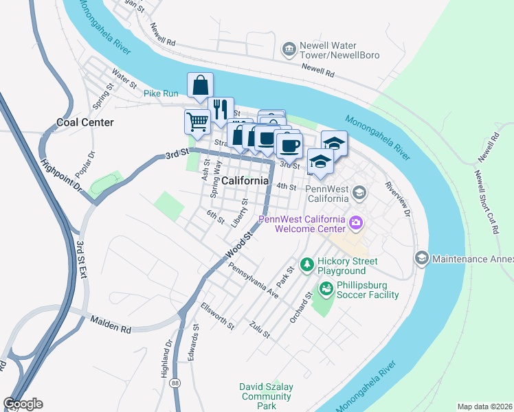 map of restaurants, bars, coffee shops, grocery stores, and more near in California