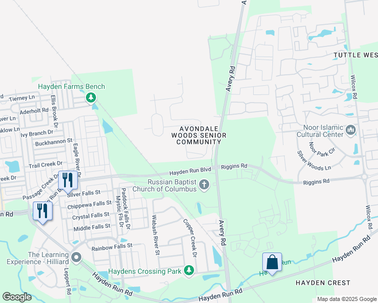 map of restaurants, bars, coffee shops, grocery stores, and more near 6336 Delta Loop in Dublin