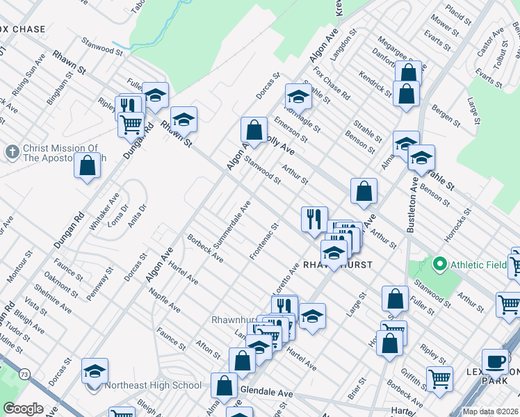map of restaurants, bars, coffee shops, grocery stores, and more near 7976 Summerdale Avenue in Philadelphia