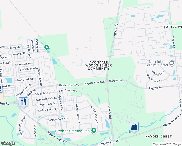 map of restaurants, bars, coffee shops, grocery stores, and more near 6424 Delta Loop in Dublin
