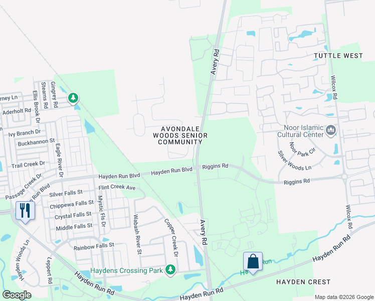 map of restaurants, bars, coffee shops, grocery stores, and more near 6396 Delta Loop in Dublin