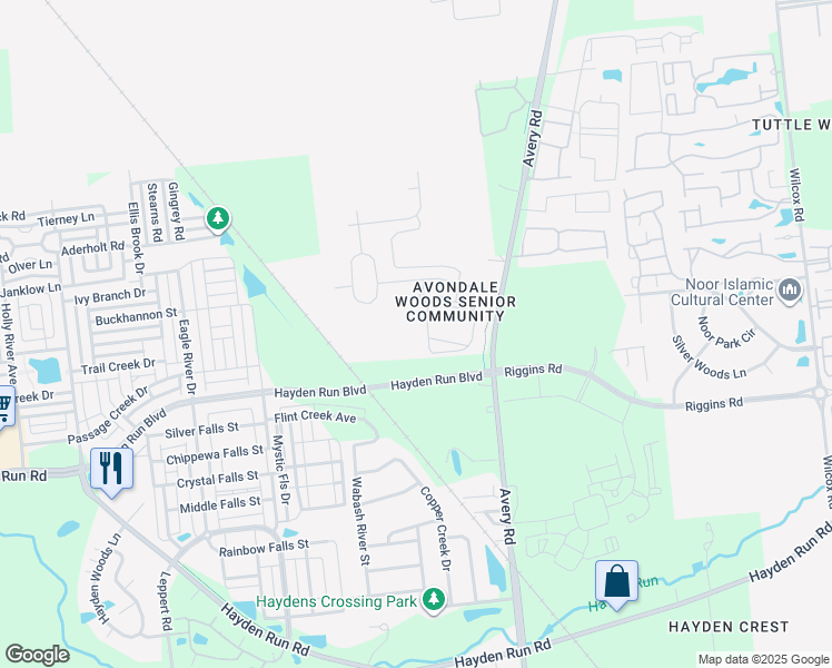 map of restaurants, bars, coffee shops, grocery stores, and more near 6432 Delta Loop in Dublin
