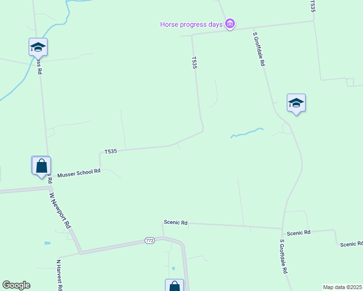 map of restaurants, bars, coffee shops, grocery stores, and more near 897 Musser School Road in Gordonville