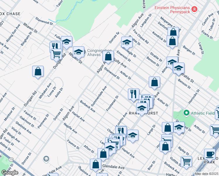 map of restaurants, bars, coffee shops, grocery stores, and more near 7976 Summerdale Avenue in Philadelphia