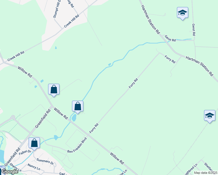 map of restaurants, bars, coffee shops, grocery stores, and more near 2083 Forry Road in Lancaster