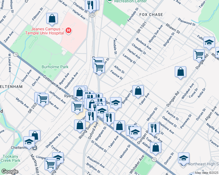 map of restaurants, bars, coffee shops, grocery stores, and more near 926 Shelmire Avenue in Philadelphia