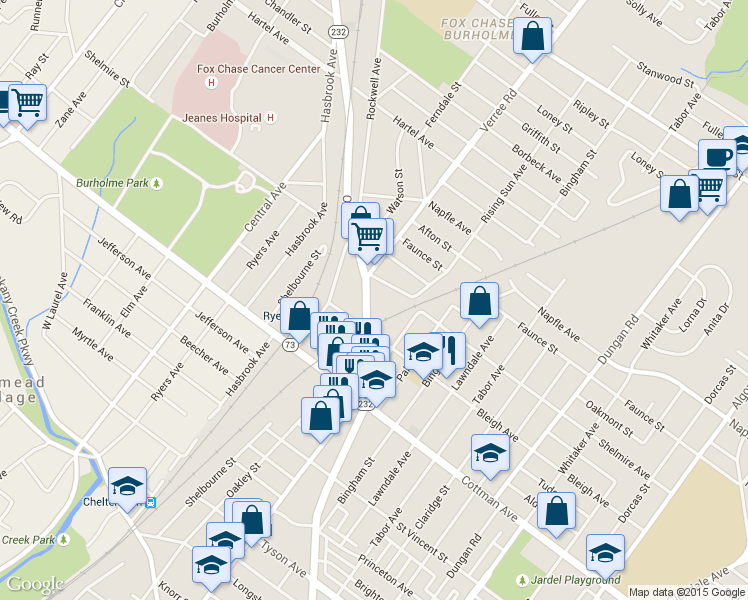 map of restaurants, bars, coffee shops, grocery stores, and more near 926 Shelmire Avenue in Philadelphia