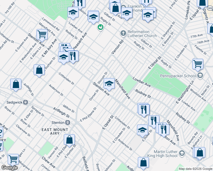 map of restaurants, bars, coffee shops, grocery stores, and more near 926 Dorset Street in Philadelphia