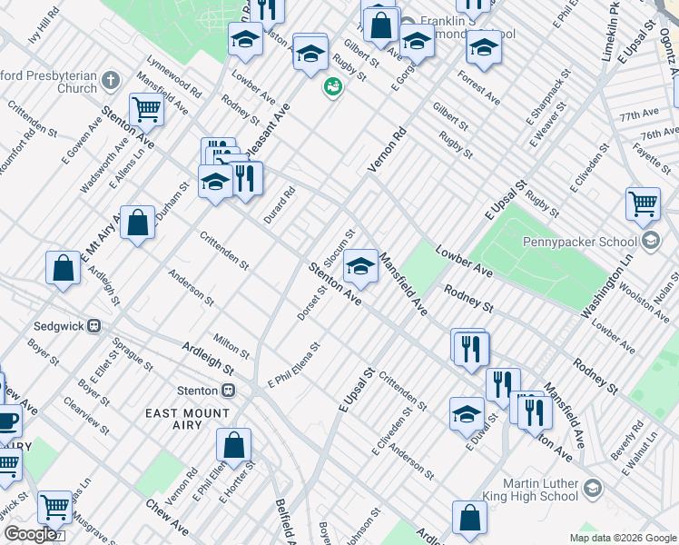 map of restaurants, bars, coffee shops, grocery stores, and more near 908 Slocum Street in Philadelphia