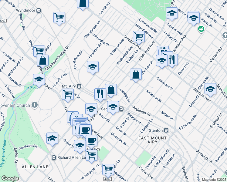 map of restaurants, bars, coffee shops, grocery stores, and more near in Philadelphia