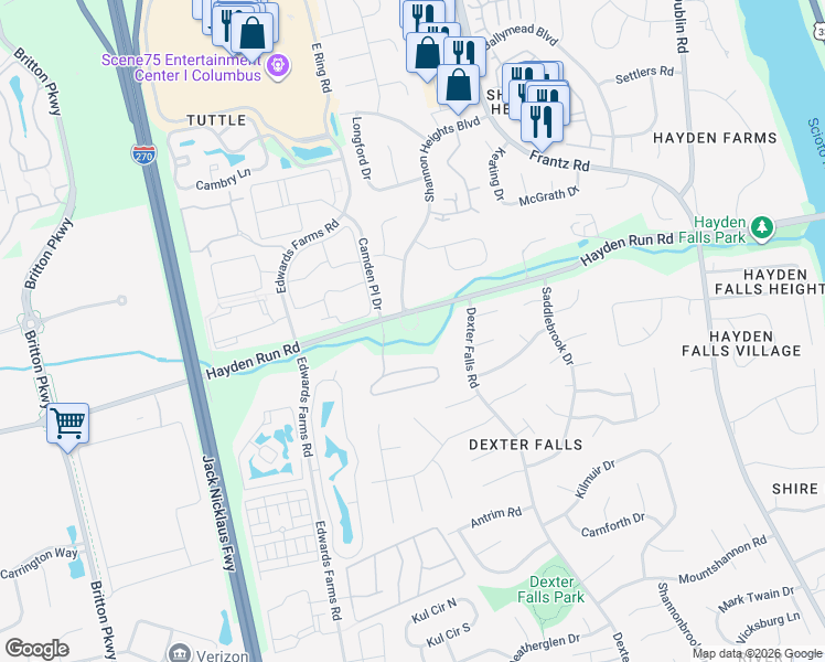 map of restaurants, bars, coffee shops, grocery stores, and more near 5497 Shannon Heights Boulevard in Dublin