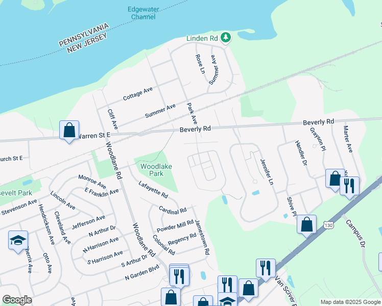 map of restaurants, bars, coffee shops, grocery stores, and more near 189 Creekside Way in Burlington