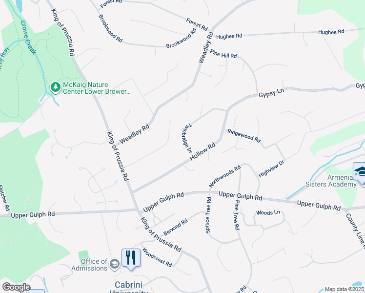 map of restaurants, bars, coffee shops, grocery stores, and more near 751 Twinbridge Drive in Wayne