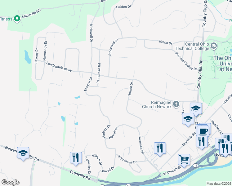 map of restaurants, bars, coffee shops, grocery stores, and more near 981 Camden Drive in Newark