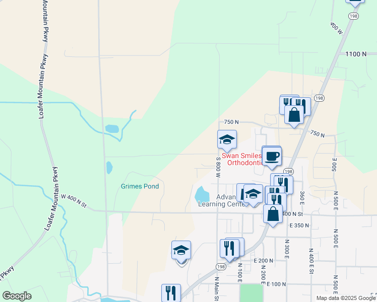 map of restaurants, bars, coffee shops, grocery stores, and more near 128 West 650 North in Salem