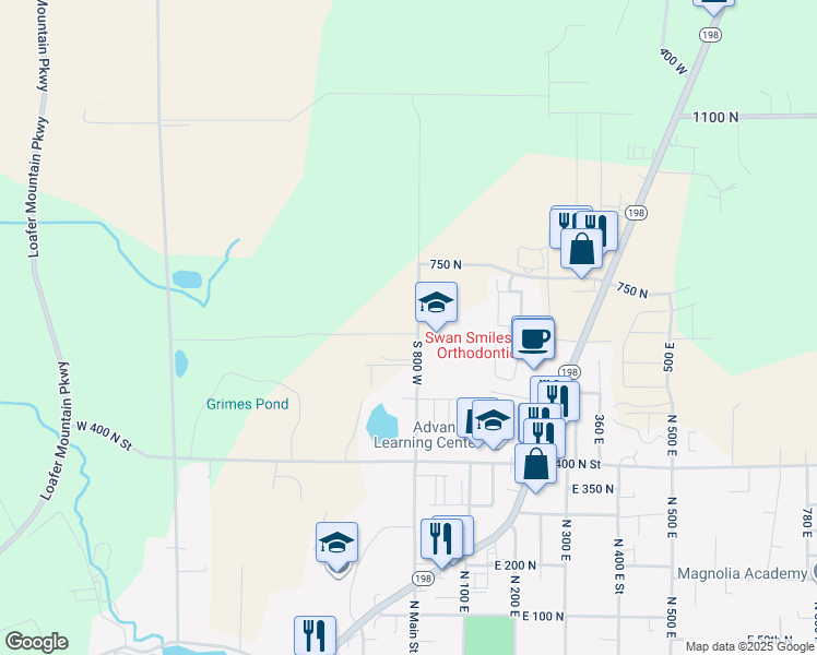 map of restaurants, bars, coffee shops, grocery stores, and more near 16 West 650 North in Salem