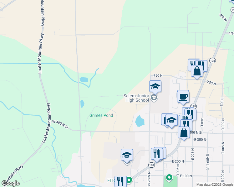 map of restaurants, bars, coffee shops, grocery stores, and more near 605 North Main Street in Salem