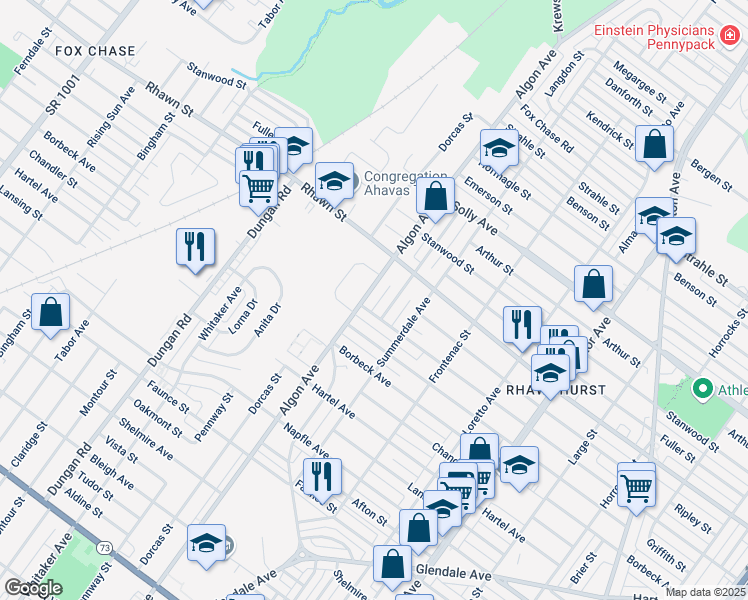 map of restaurants, bars, coffee shops, grocery stores, and more near 7951 Algon Avenue in Philadelphia