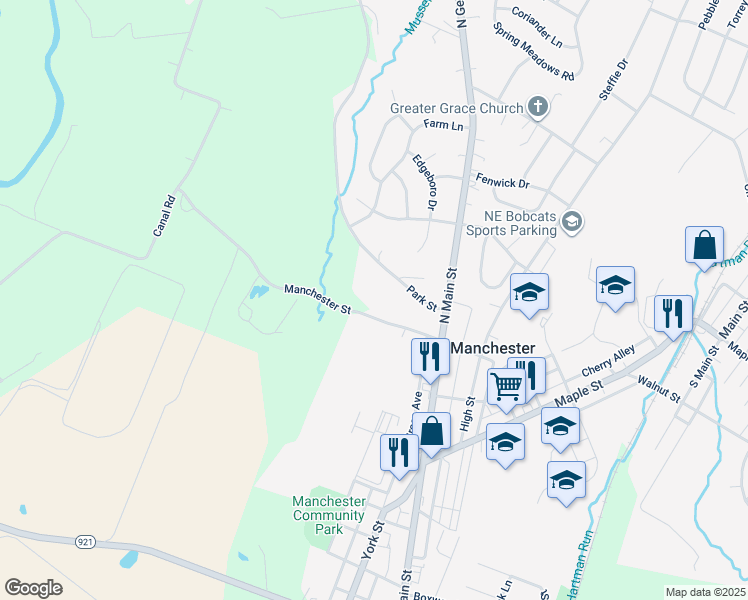 map of restaurants, bars, coffee shops, grocery stores, and more near 177 Cold Springs Drive in Manchester