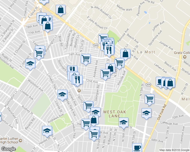 map of restaurants, bars, coffee shops, grocery stores, and more near 1953 Plymouth Street in Philadelphia