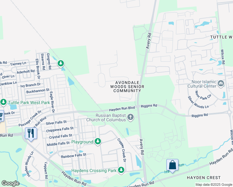 map of restaurants, bars, coffee shops, grocery stores, and more near 6442 Delta Loop in Dublin