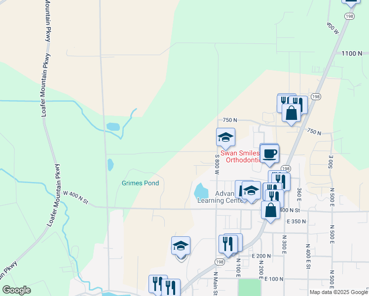map of restaurants, bars, coffee shops, grocery stores, and more near 146 West 650 North in Salem
