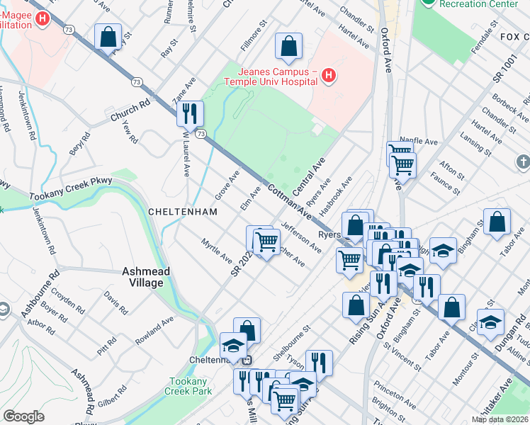 map of restaurants, bars, coffee shops, grocery stores, and more near 313 Jefferson Avenue in Montgomery County