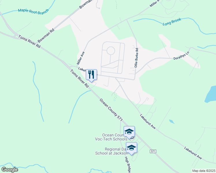 map of restaurants, bars, coffee shops, grocery stores, and more near 786 Lakehurst Avenue in Jackson Township